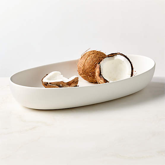 Mori Matte White Oval Serving Bowl Extra Large