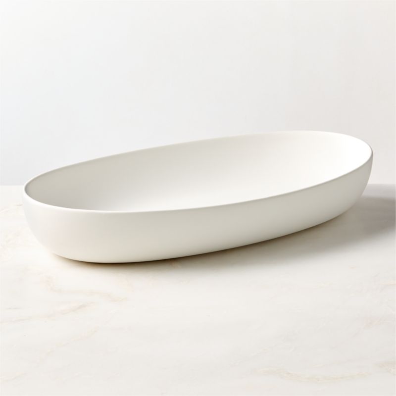 View Mori Matte White Oval Serving Bowl Extra Large details
