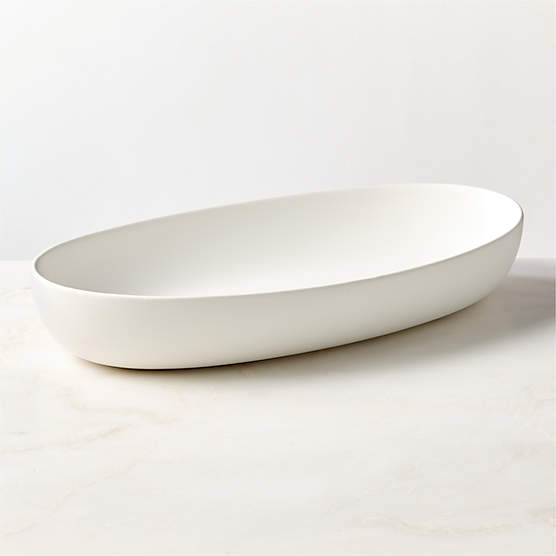 Mori Matte White Oval Serving Bowl Extra Large