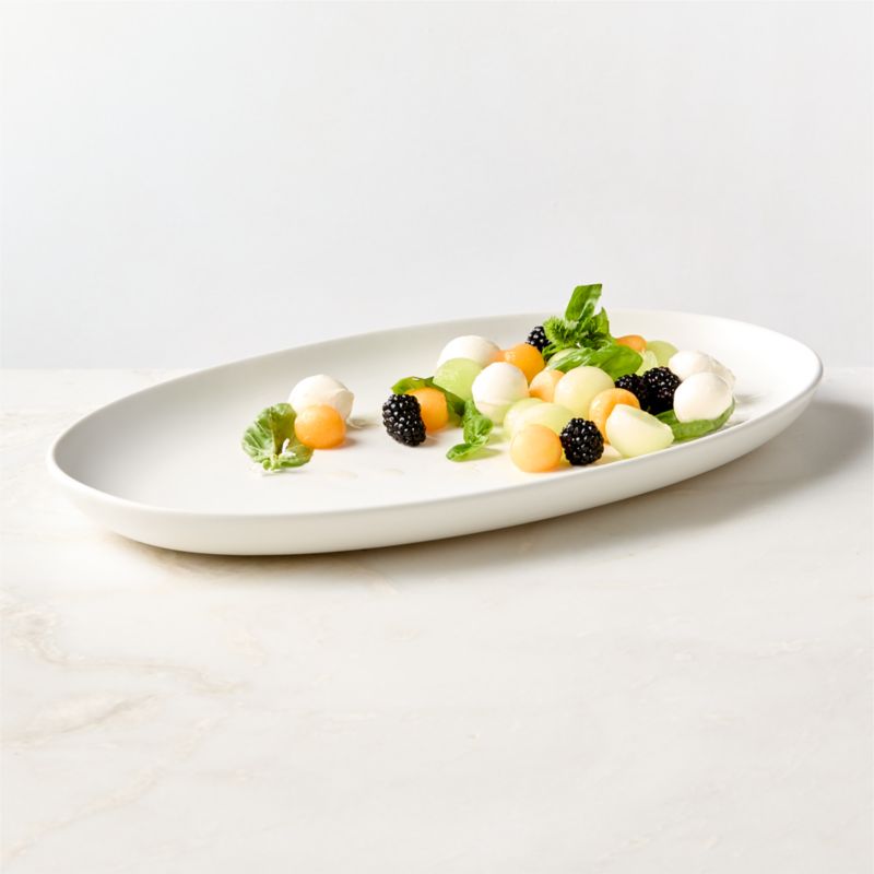View Mori Oval Matte White Serving Platter details