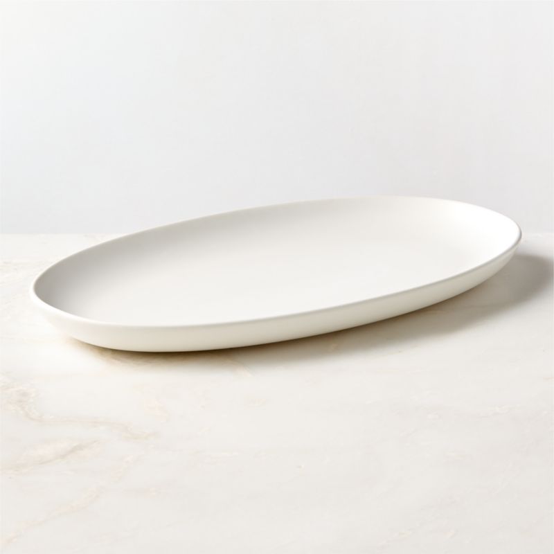 Viewing product image Mori Matte White Oval Serving Platter - image 1 of 5