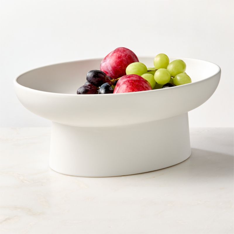 View Mori Matte White Pedestal Serving Bowl details