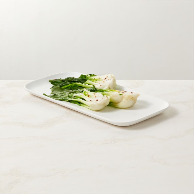 View Mori Rectangular Matte White Serving Platter Large details