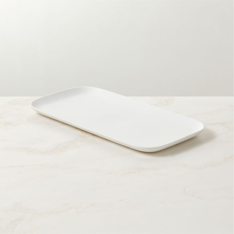 Mori Rectangular Matte White Serving Platter Large - image 0 of 5