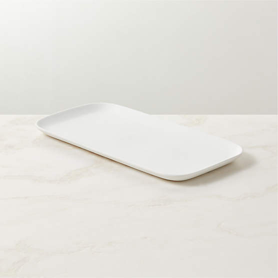 Mori Rectangular Matte White Serving Platter Large