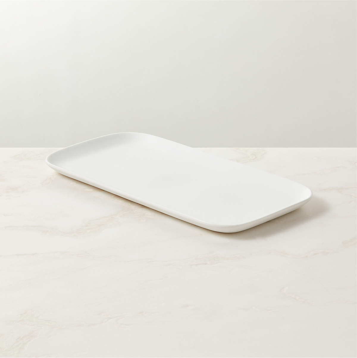 Mori Rectangular Matte White Serving Platter Large | CB2