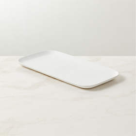 Tempa 40cm Emerson Marble Handled Rectangle Food Serving Tray/Board/Plate  White