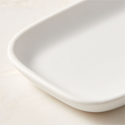 Mori Rectangular Matte White Serving Platter Small