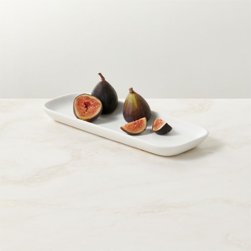 View Mori Rectangular Matte White Serving Platter Small details