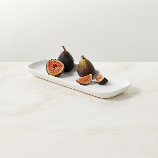 Mori Rectangular Matte White Serving Platter Small