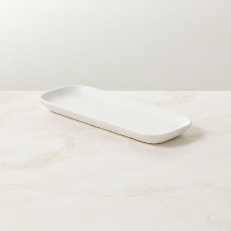 View Mori Rectangular Matte White Serving Platter Small details