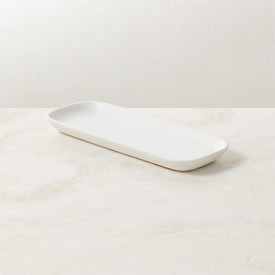 Mori Rectangular Matte White Serving Platter Small