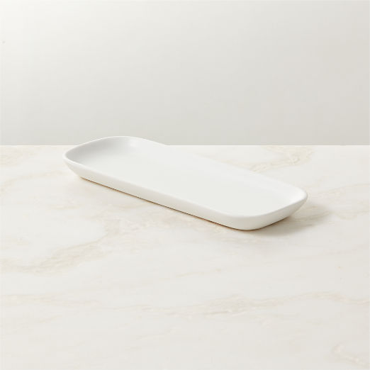 Mori Rectangular Matte White Serving Platter Small