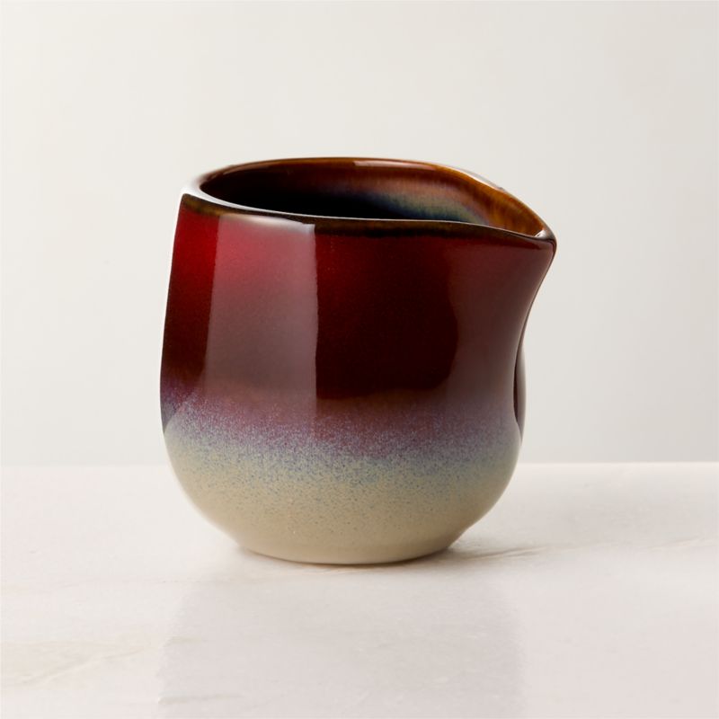 Mori Burgundy and Blue Creamer with Reactive Glaze - image 0 of 4