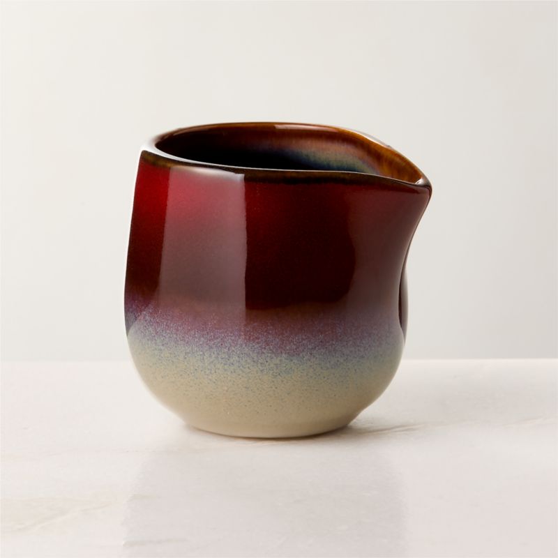 View Mori Burgundy and Blue Creamer with Reactive Glaze details