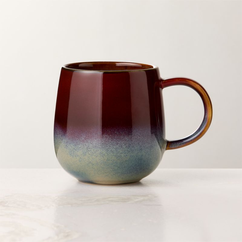 View Mori Burgundy and Blue Mug with Reactive Glaze 16oz details