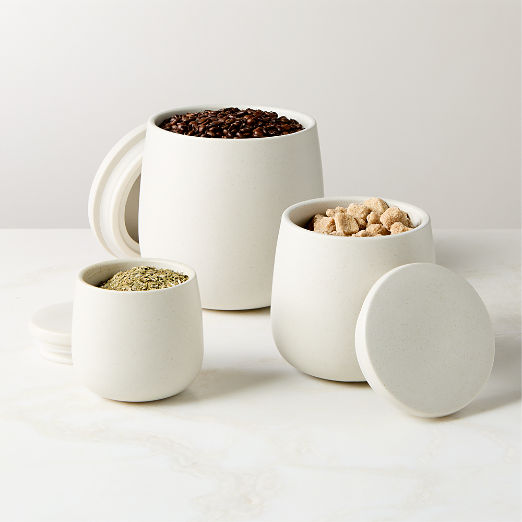 Mori Matte Beige Rounded Canisters