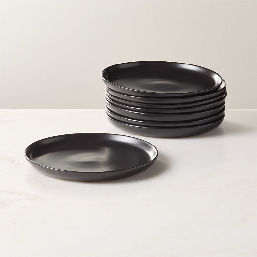 Mori Matte Black Salad Plates Set of 8