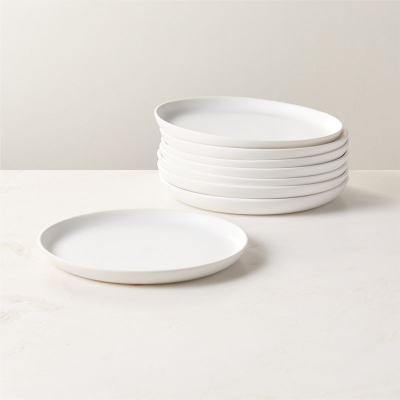 Mori Matte White Salad Plates Set of 8 + Reviews | CB2