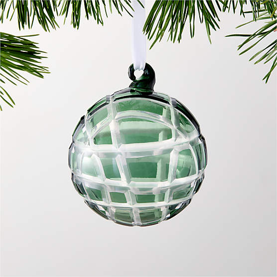 Moritz Green 9-Cut Round Glass Christmas Tree Ornament 3"