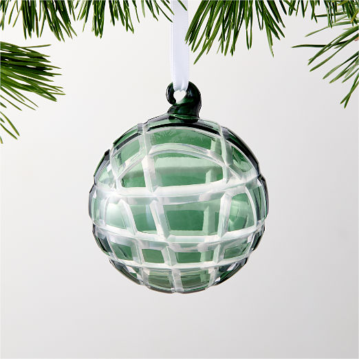 Moritz Green 9-Cut Round Glass Christmas Tree Ornament 3"