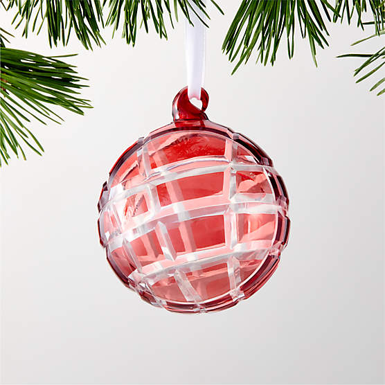 Moritz Red 9-Cut Round Glass Christmas Tree Ornament 3"