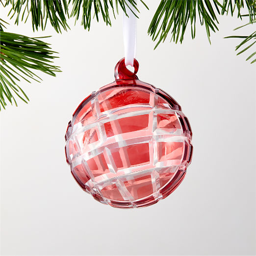 Moritz Red 9-Cut Round Glass Christmas Tree Ornament 3"