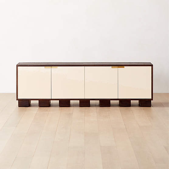 Carbon Modern Burl Wood Media Console + Reviews CB2