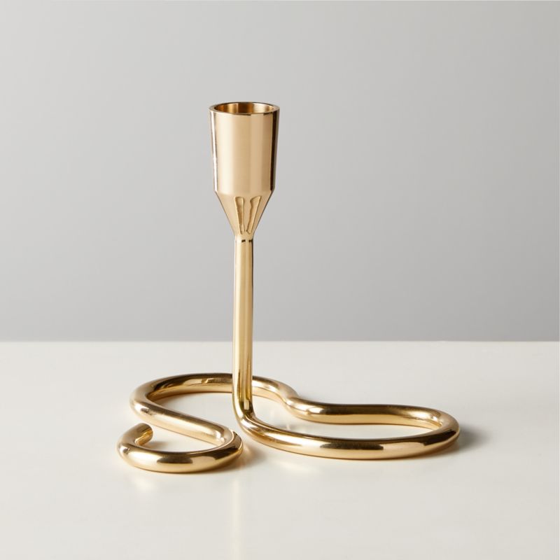 View Motion Brass Taper Candle Holder Small details