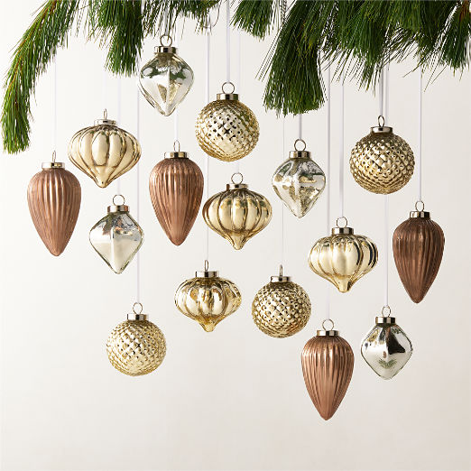 Marlowe Mixed Metallic 3" Christmas Tree Ornament Set of 16