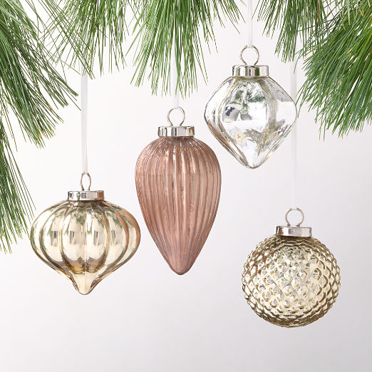 Marlowe Mixed Metallic 3" Christmas Tree Ornament Set of 4