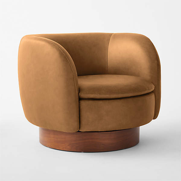 Muir Camel Velvet Swivel Chair by Lawson-Fenning + Reviews