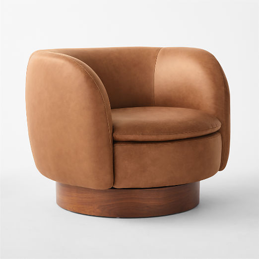 Muir Brown Leather Swivel Chair Set of 2