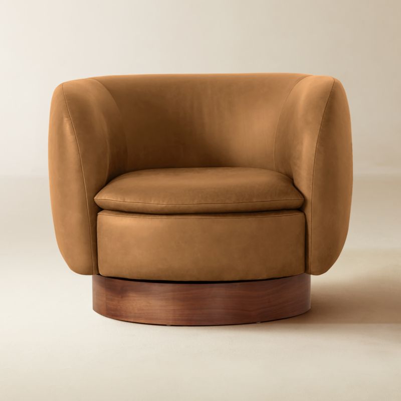 Muir Brown Leather Swivel Chair by Lawson-Fenning - image 0 of 9