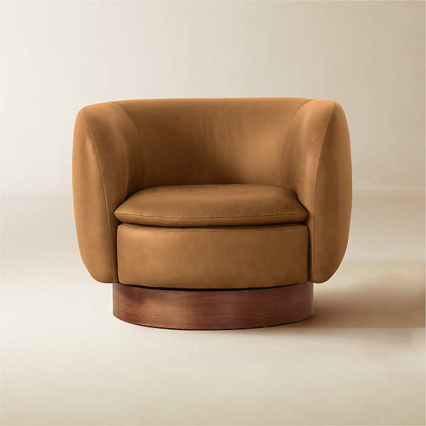 Muir Brown Leather Swivel Chair by Lawson-Fenning