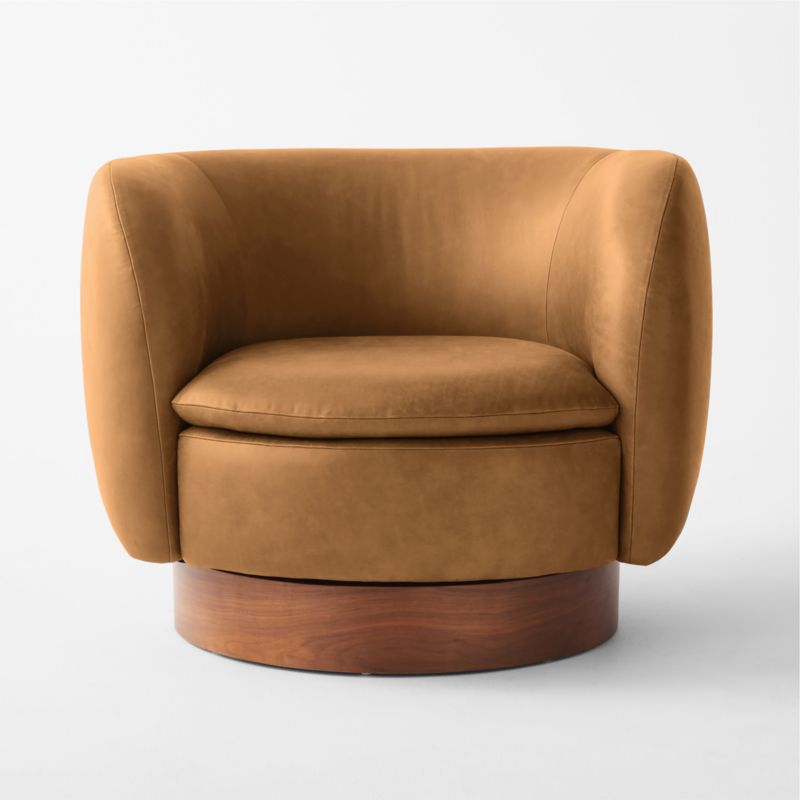 Muir Brown Leather Swivel Chair by Lawson-Fenning - image 3 of 9