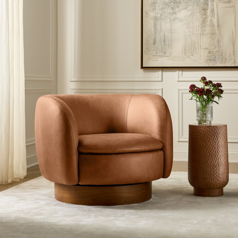 Muir Brown Leather Swivel Chair - image 3 of 10
