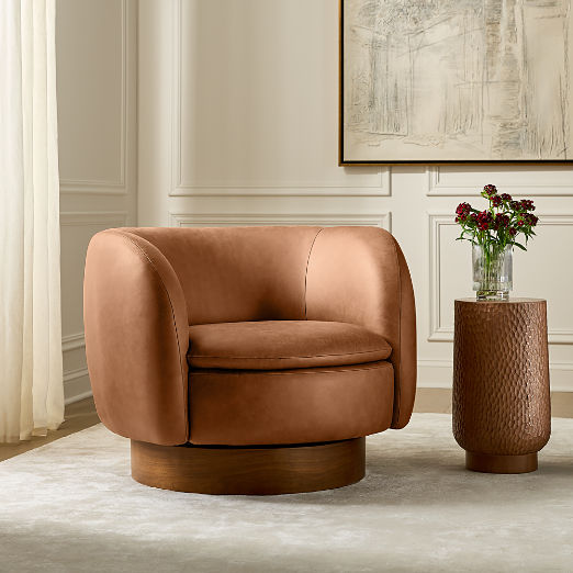 Muir Brown Leather Swivel Chair