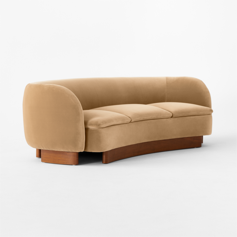 Muir 90" Camel Velvet Curved Sofa - image 5 of 13