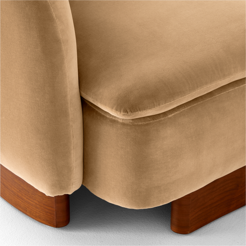 Muir 90" Camel Velvet Curved Sofa - image 8 of 13