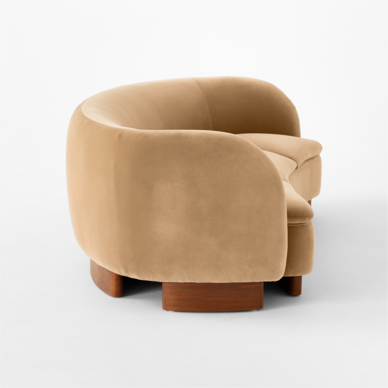Muir 90" Camel Velvet Curved Sofa - image 6 of 13