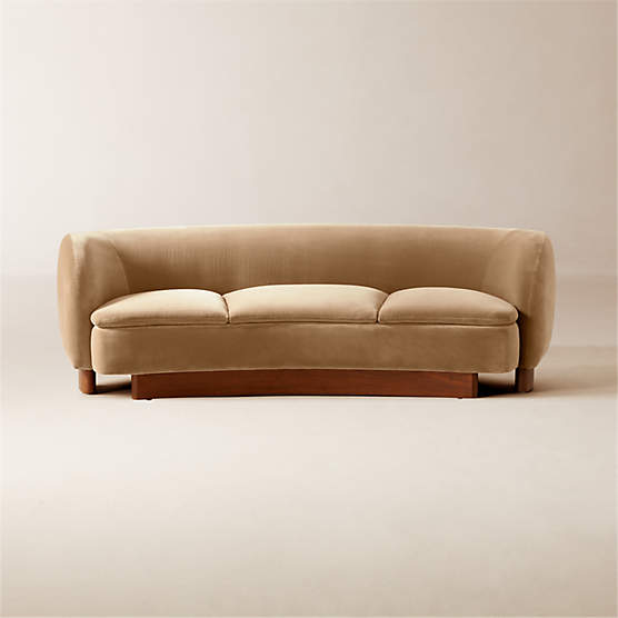 Perimeter Camel Brown Faux Mohair Fabric Sofa + Reviews | CB2