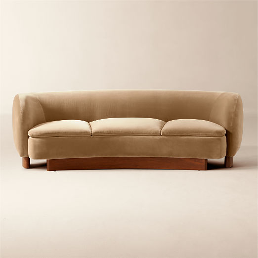 Muir 90" Camel Velvet Curved Sofa