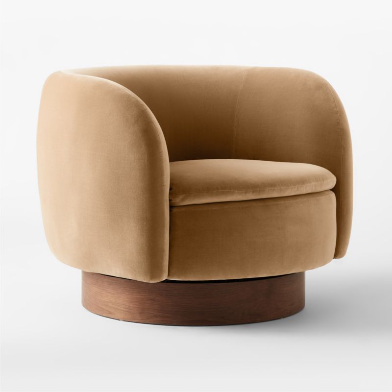 Muir Camel Velvet Swivel Chair - image 10 of 17