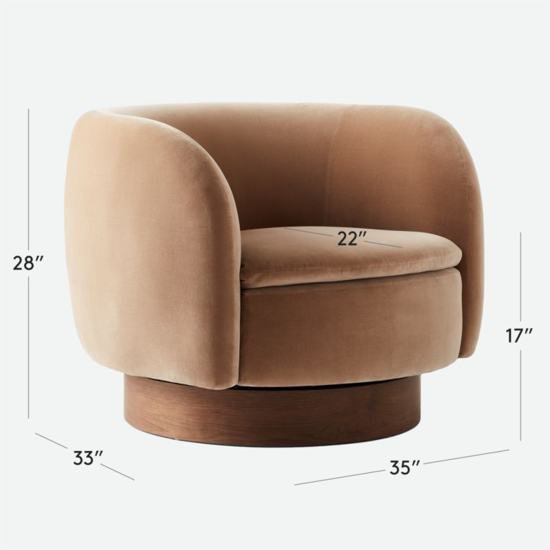 View Muir Camel Velvet Swivel Chair - image 3 of 18