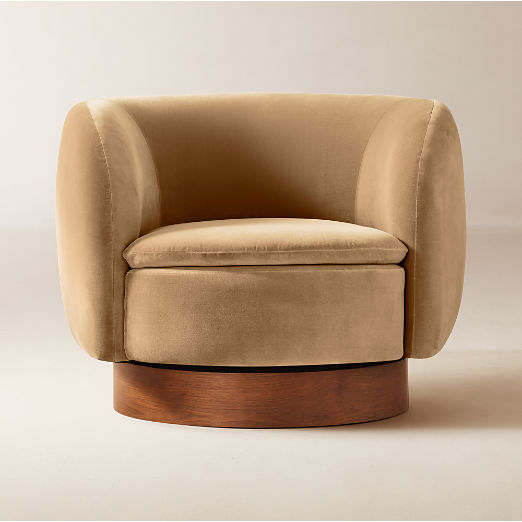 Muir Camel Velvet Swivel Chair Set of 2