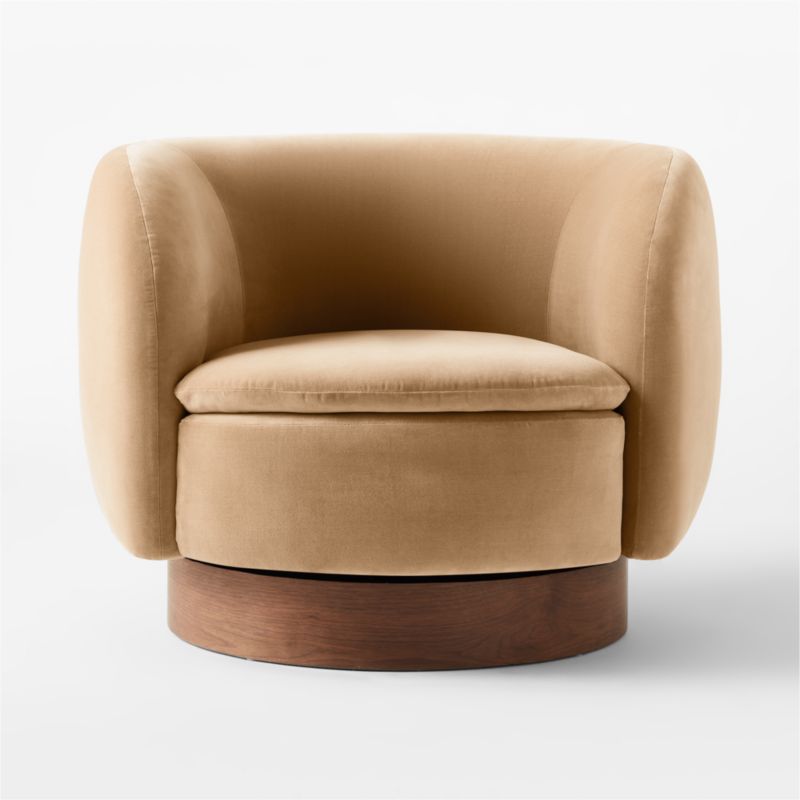 Muir Camel Velvet Swivel Chair - image 9 of 17