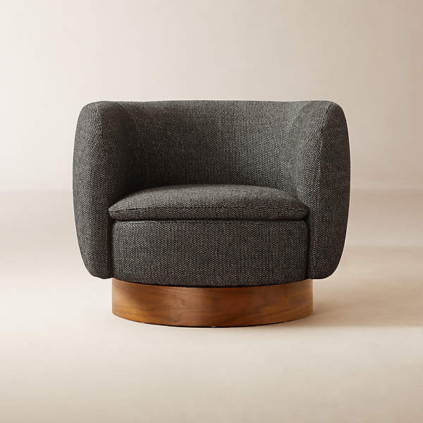 Muir Grey Woven Swivel Chair by Lawson-Fenning
