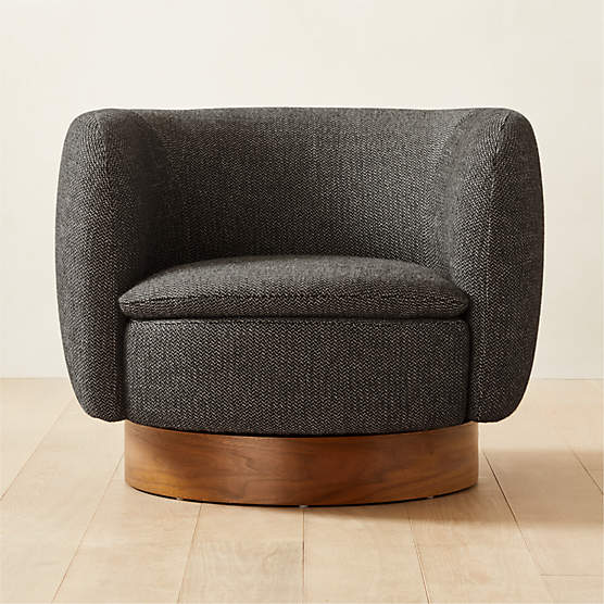 Gwyneth Navy Velvet Swivel Chair Reviews CB2 Canada   Muir Grey Woven Swivel Chair 