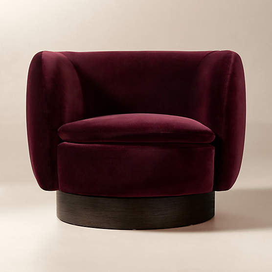 Muir Oxblood Velvet Swivel Chair